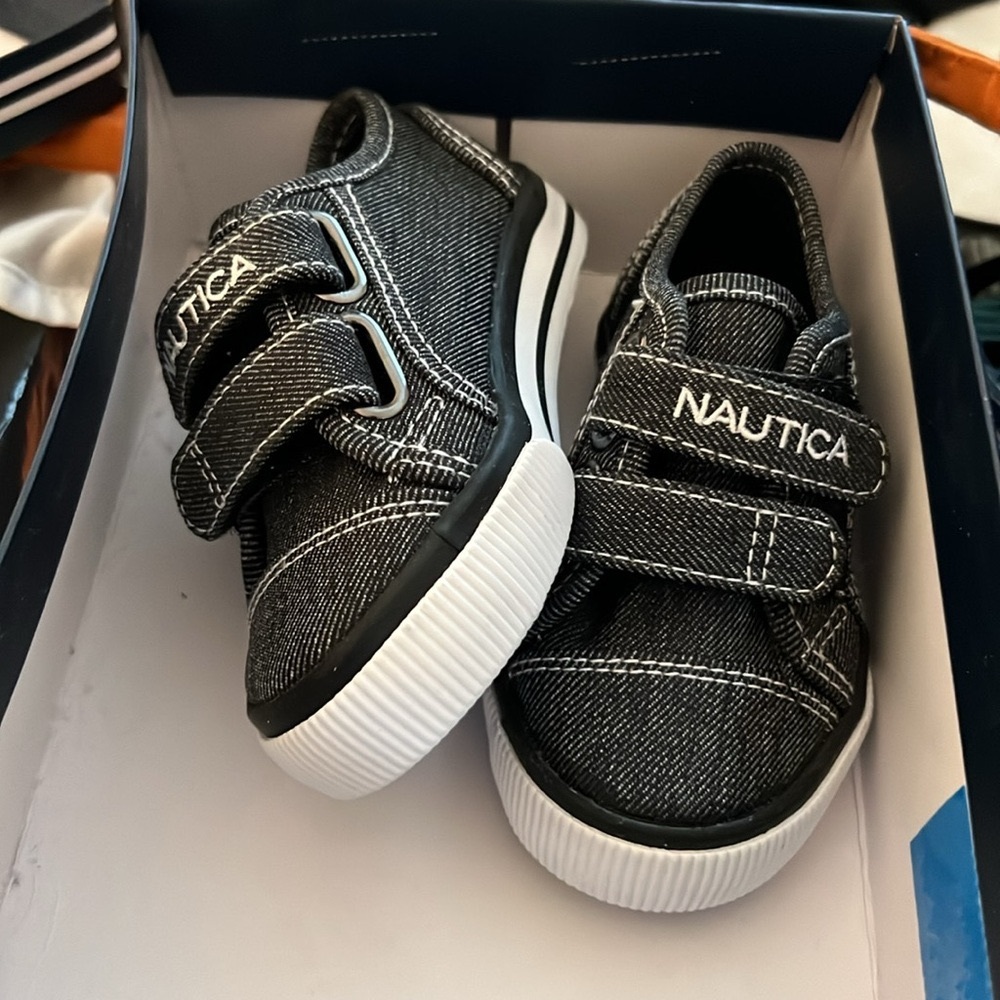 Toddler size 5 sneakers Nautica black denim